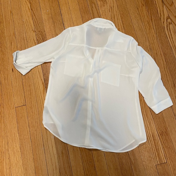 BCX White Semi-Sheer Button Down with Roll-Up Sleeves - Size M - Picture 3 of 4